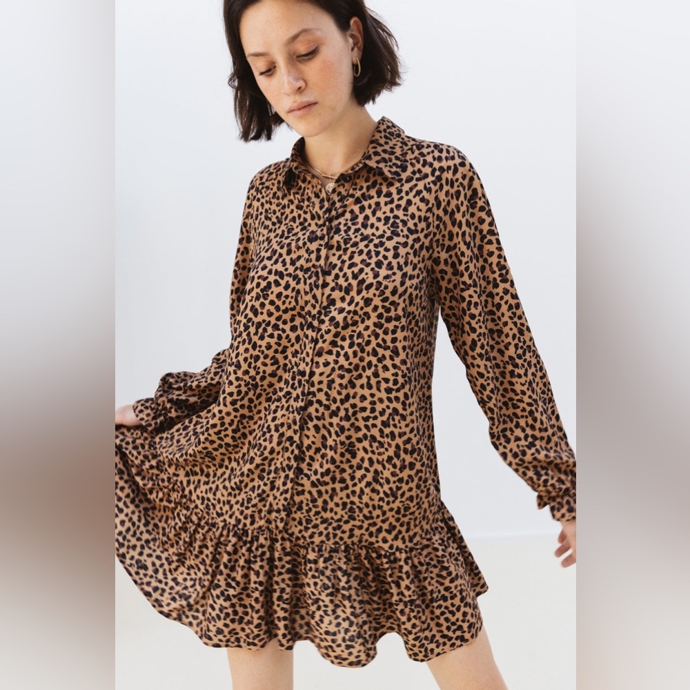 Sezane Leopard Print Dress - Brown and Black